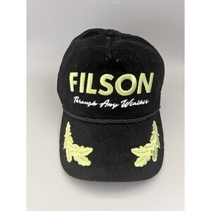 Filson Rope Forester Trucker Hat Cap Black & Green Corduroy Adjustable Strapback